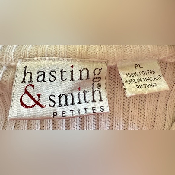 Hasting & Smith Petite Large White Zip Cable Knit Cardigan Sweater 100% Cotton - Picture 7 of 7